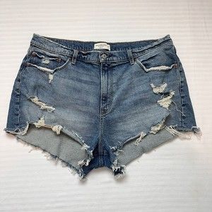 Abercrombie And Fitch Womens Sz 8/34 The Mom Short High Rise Curve Love Lght Wsh